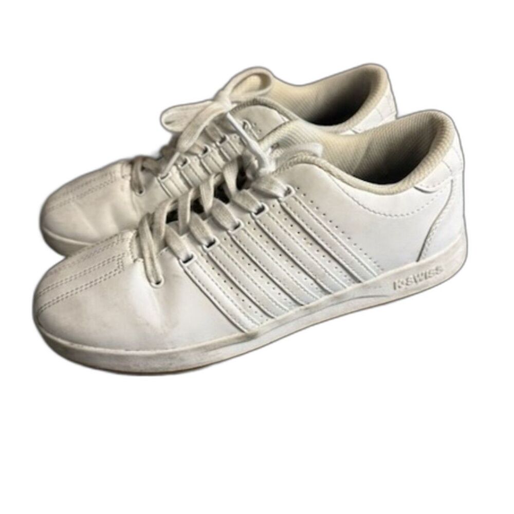 K-Swiss White Leather Low Top Sneakers Womens Size 6 Classic Tennis Shoes